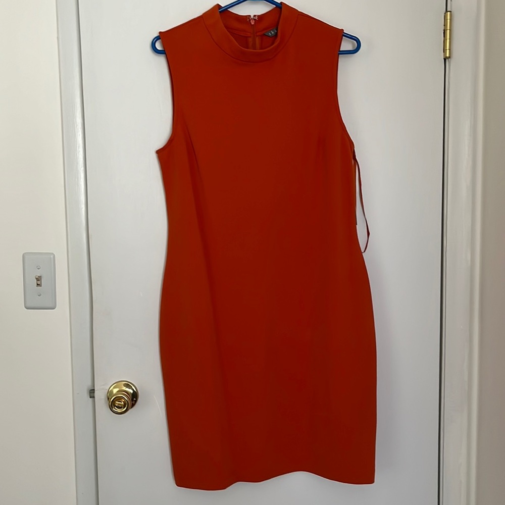 Sharagano Orange Crepe Pencil Dress, 12
